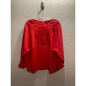 J.CREW M Blouse Red Keyhole V-neck‎ Top Layer Blouse